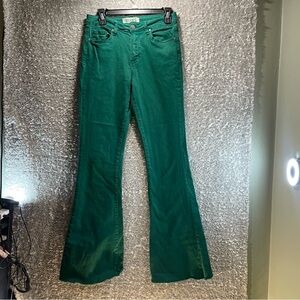 Rockin C Women Wide Leg Green Jeans Size 28 Pockets Festival Concert Y2K